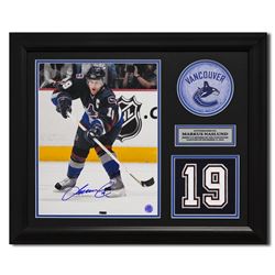 Markus Naslund Vancouver Canucks Signed Retired Jersey Number 23x19 Frame (AJ SPORTS COA)