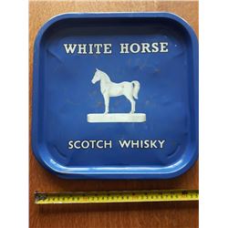 WHITE HORSE SCOTCH WHISKEY TIN TRAY, APPROX 12" SQUARE