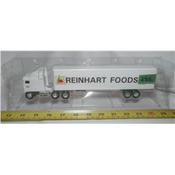 REINHART FOODS TRUCK W/TRAILER, DIE CAST METAL, IN PKG