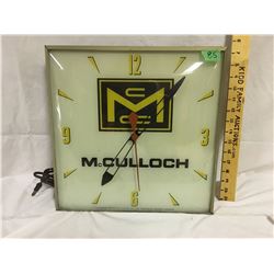 MCCULLOCH CHAIN SAWS, ILLUMINATING, CANADIAN NEON-RAY CLOCK CO.