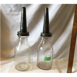 GR OF 2, QT SIZE GLASS OIL BOTTLES W / SPOUT