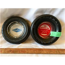 GR OF 2, GOODYEAR & GENERAL TIRE ASHTRAYS