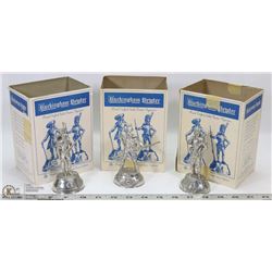 3 VINTAGE 1970S PEWTER ARMY STATUES