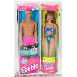 2 KEN AND MIDGE BARBIE DOLLS IN BOX