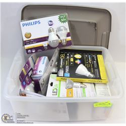 LOT OF ASSORTED LED LIGHT BULBS.