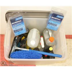TOTE OF NEW AUTO CLEANING SUPPLIES