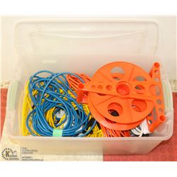 TOTE OF EXTENSION CORDS