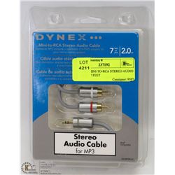 DYNEX MINI-TO-RCA STEREO AUDIO CABLE - 7 FEET
