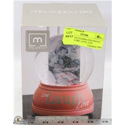 MELANNCO CELEBRATION PHOTO WATER GLOBE -LOVE, LIVE