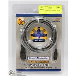 8FT USB A/B MINI 2.0 CABLE WITH SWIVEL END