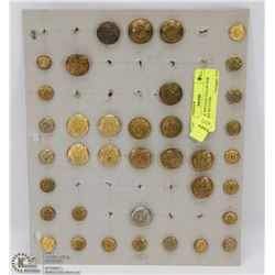 SHEET OF VINTAGE COLLECTOR MILITARY BUTTONS