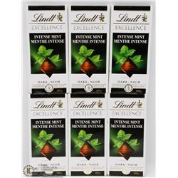LOT OF 6 LINDT EXCELLENCE INTENSE MINT DARK