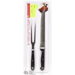 NEW 2PCS CARVING SET (8" KNIFE AND 6" FORK)