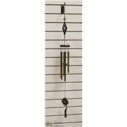 CARVED REDWOOD WITH TINY BUDDHA WIND CHIMES