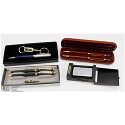 BOX W/2 NEW PENS SETS, PEN & KEY CHAIN