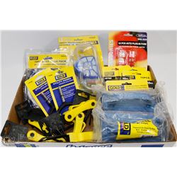 FLAT OF ASSORTED HARDWARE SAFETY EQUIP AND MORE