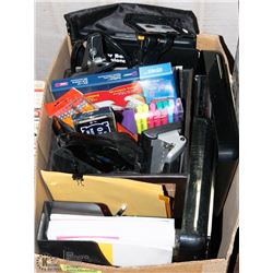 BOX LOADED WITH OFFICE/SCHOOL SUPPLIES