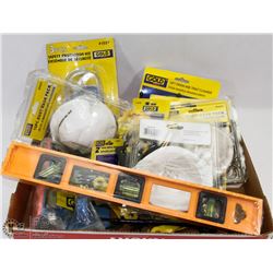 FLAT OF ASSORTED HARDWARE HANDTOOLS AND MORE