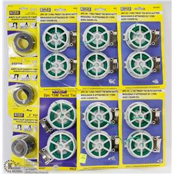 BUNDLE OF SAFETY TAPE AND TWIST TIE ROLLS