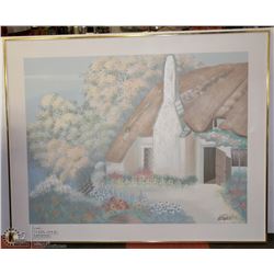 LARGE ESTATE OIL ON CANVAS FARMHOUSE PICTURE