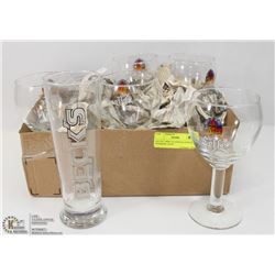 SET OF 7 MISC GLASSES & GOBLETS - HEINEKEN, LEFFE,