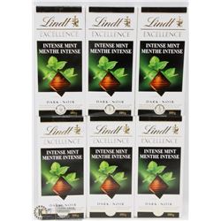 LOT OF 6 LINDT EXCELLENCE INTENSE MINT DARK