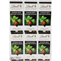 LOT OF 6 LINDT EXCELLENCE INTENSE MINT DARK