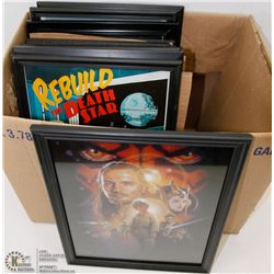 LOT OF 14 FRAMED STAR WARS PICTURES.