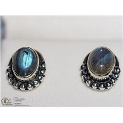 1) STERLING SILVER LABRADORITE EARRINGS (3.7G)