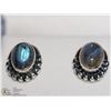 Image 1 : 1) STERLING SILVER LABRADORITE EARRINGS (3.7G)