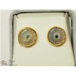 13) GOLD PLATED STERLING SILVER ABALONE EARRINGS