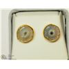 Image 1 : 13) GOLD PLATED STERLING SILVER ABALONE EARRINGS