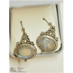 14) STERLING SILVER MOONSTONE EARRINGS (7.95G)