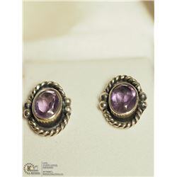 26) STERLING SILVER AMETHYST EARRINGS (3.80G)