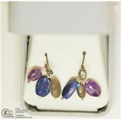 36) LABRADORITE, LAPIS LAZULI, AMETHYST EARRINGS
