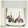 Image 1 : 36) LABRADORITE, LAPIS LAZULI, AMETHYST EARRINGS