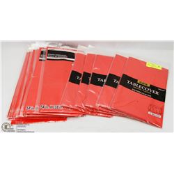 LOT OF 15 RED COLORED PLASTIC TABLE COVERINGS
