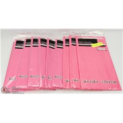 LOT OF 15 PINK COLORED PLASTIC TABLE COVERINGS