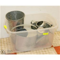 TOTE OF METAL OUTDOOR CANISTERS & WATER CAN