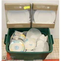 BOX OF NEW PORCELAIN DISHWARE