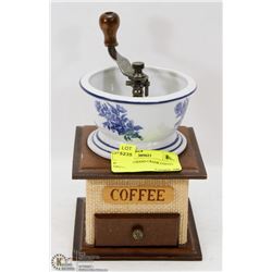 PORCELAIN HAND CRANK COFFEE GRINDER