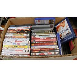 BOX OF ASSORTED DVDS -SOME EMPTY BOXES