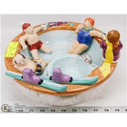 CERAMIC POOL-THEMED DELI DISH WITH DIP POCKET
