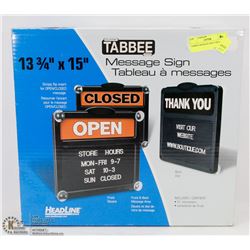TABBEE MESSAGE SIGN 14X15.