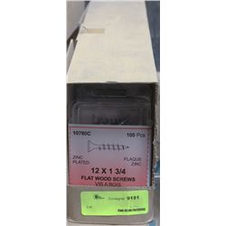 ONE CASE OF 12X1 3/4" FLAT WOOD SCREWS