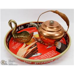 VINTAGE GRAIN BELT BEER TRAY WITH FIGURAL SPOUT,