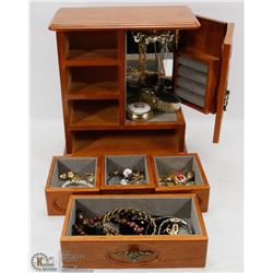 ESTATE JEWELRY BOX FILLED WITH JEWELRY.