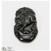 Image 1 : #107-BLACK OBSIDIAN JADE PENDANT CHINESE ZODIAC