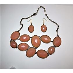 16 - GOLD TONE & PALE PINK FACETED