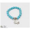 Image 1 : #34-NATURAL BLUE TURQUOISE BEAD ELEPHANT BRACELET